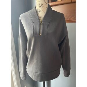 Sonoma Goods For Life Womens Quarter Zip Sweatshirt Charcoal Gray Medium